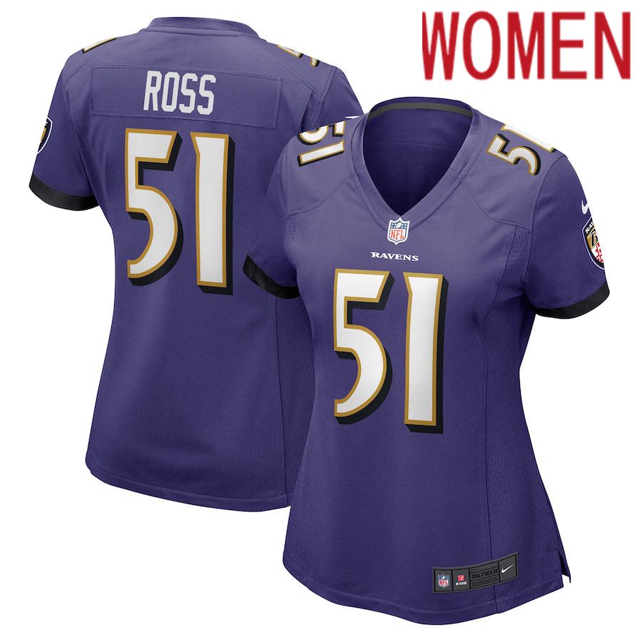 Women Baltimore Ravens 51 Josh Ross Nike Purple Game Player NFL Jersey
